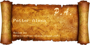 Petter Alexa névjegykártya